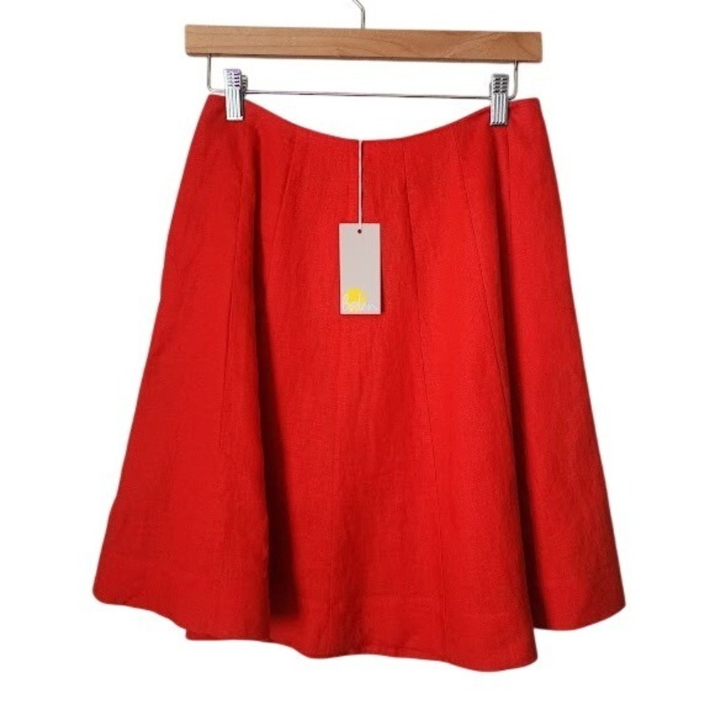 BODEN Tomato Red Linen Skirt NWT Summer Vacation Coastal Preppy 2R
